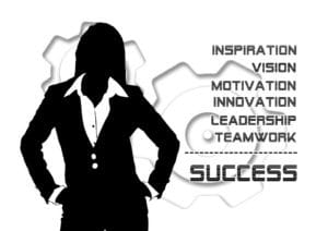 Businesswoman with list of Leadership Traits