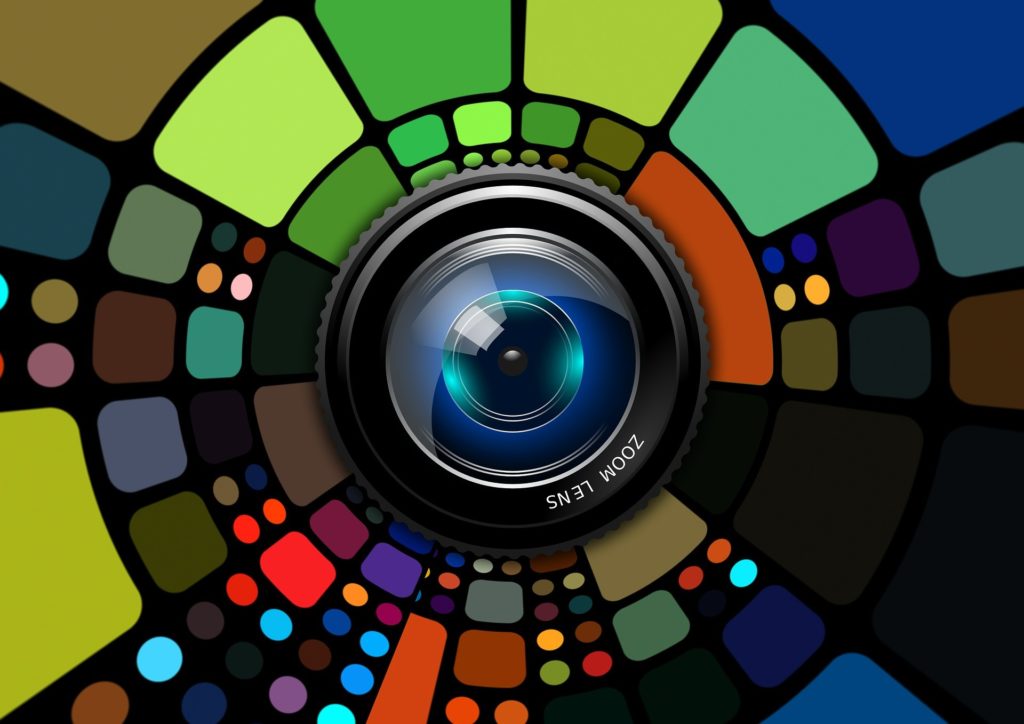 Camera Lens with Colorful Background
