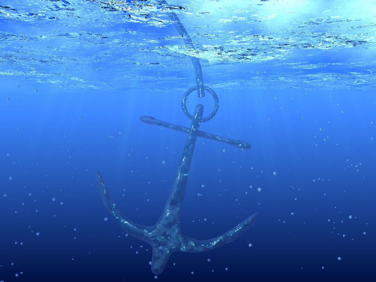 Anchor falling in water