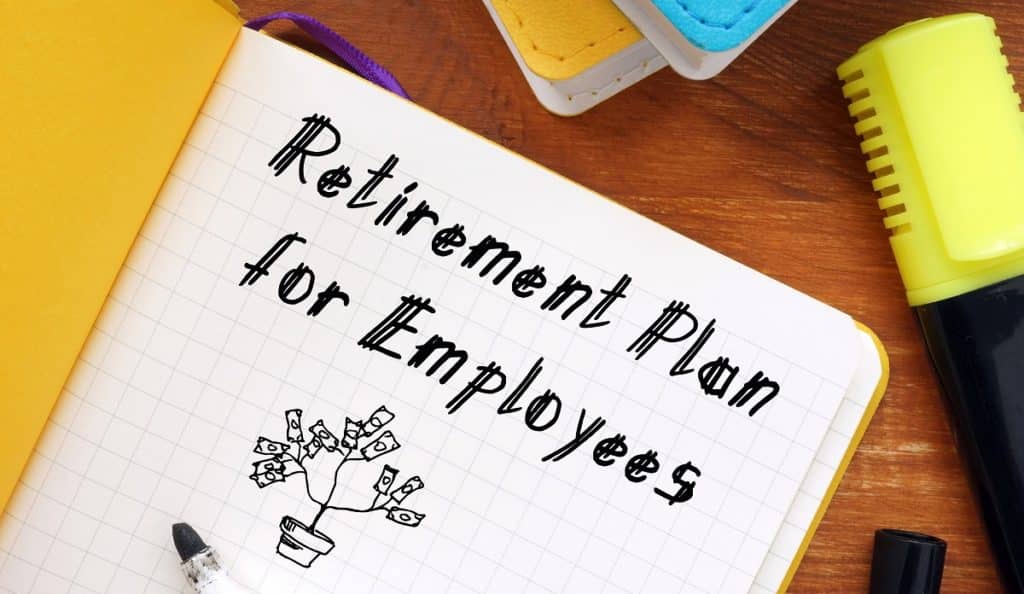Retirement Plan for Employees written in graph notebook