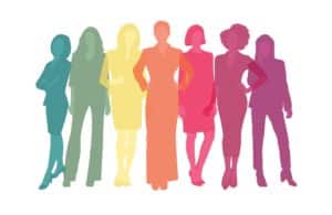 Colorful silhouettes of women leaders