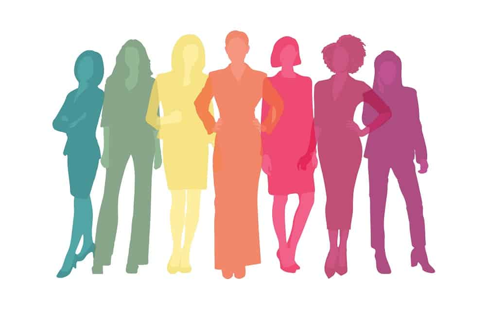 Colorful silhouettes of women leaders