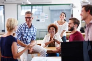 Employees respectfully getting along in the workplace